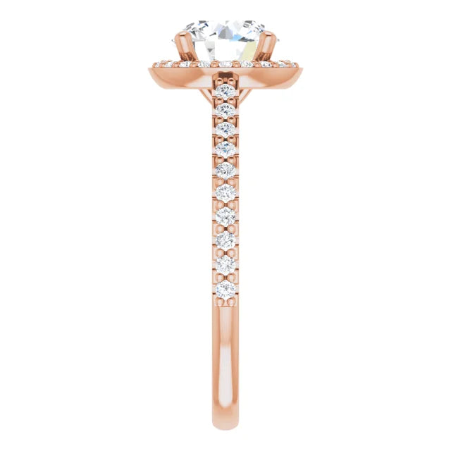Round Brilliant Rose Gold Halo Lab Diamond Engagement Ring 
