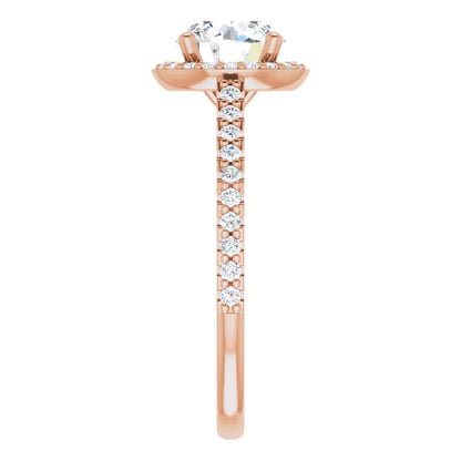 Round Brilliant Rose Gold Halo Lab Diamond Engagement Ring 