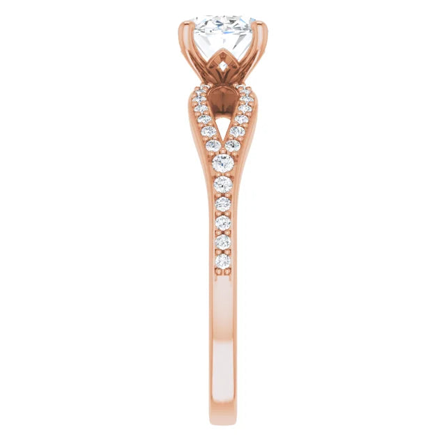 Oval Rose Gold East West Style Engagement Ring
