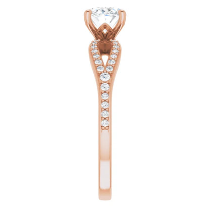 Oval Rose Gold East West Style Engagement Ring