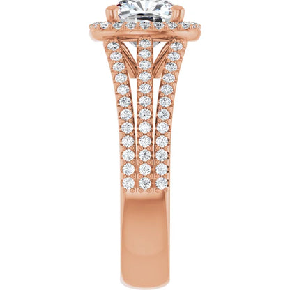 Cushion Rose Gold Halo Style Engagement Ring