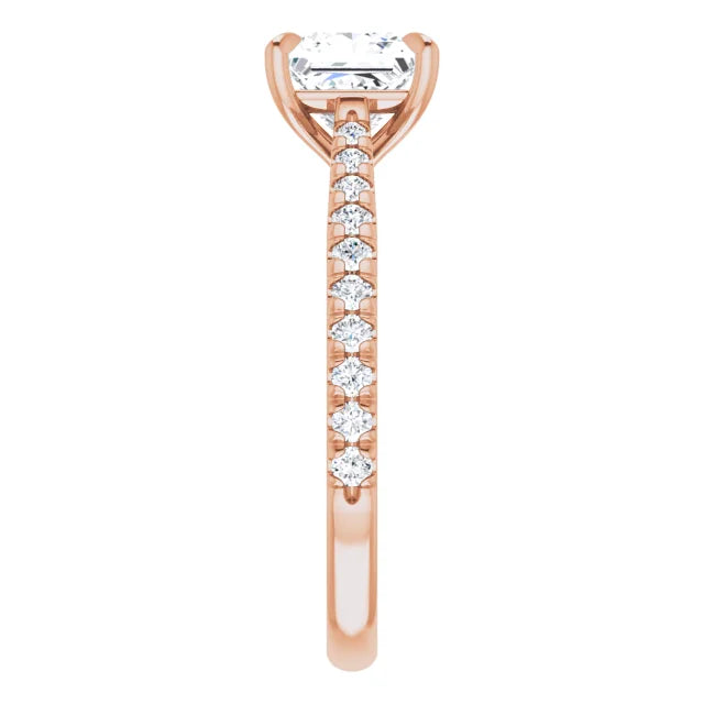 Princess Rose Gold Claw Set Style Engagement Ring