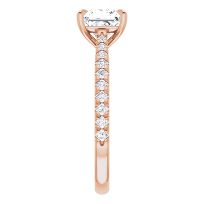 Princess Rose Gold Claw Set Style Engagement Ring