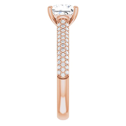 Princess Rose Gold Pave Lab Diamond Engagement Ring 