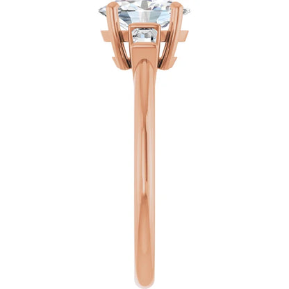 Oval Rose Gold Baguette Accent Lab Diamond Engagement Ring