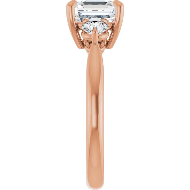 Asscher Rose Gold Accent Engagement Ring