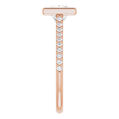 Princess Rose Gold Bezel Pave Lab Diamond Engagement Ring 