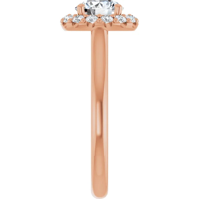 Round Brilliant Halo Solitaire Rose Gold Lab Diamond Engagement Ring 