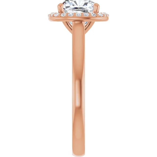 Cushion Halo Solitaire Lab Diamond Engagement Ring Rose Gold. 