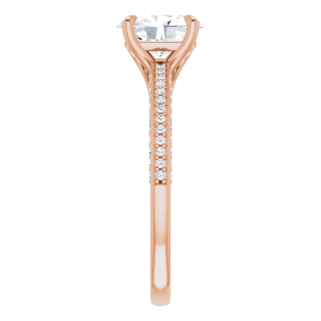 Oval Rose Gold Pave Lab Diamond Engagement Ring 