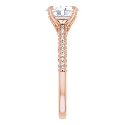 Oval Rose Gold Pave Lab Diamond Engagement Ring 