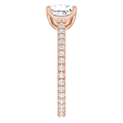 Princess Rose Gold Claw Set Eternity Style Engagement Ring