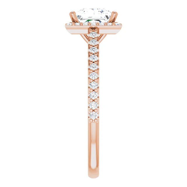 Princess Rose Gold Halo Lab Diamond Engagement Ring 