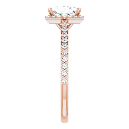 Princess Rose Gold Halo Lab Diamond Engagement Ring 