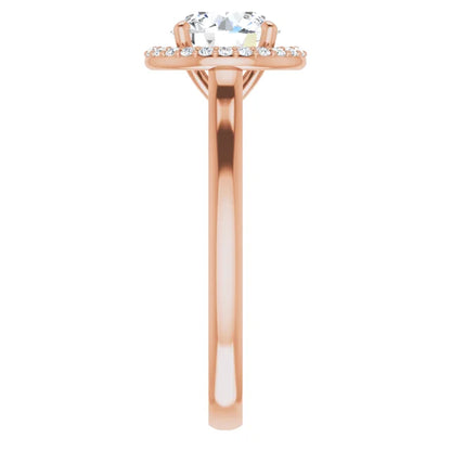 Round Brilliant Halo Solitaire Lab Diamond Engagement Ring Rose Gold. 