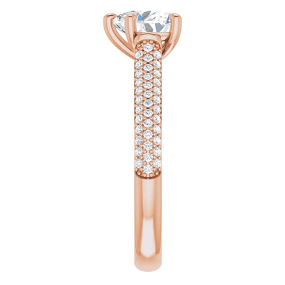 Heart Rose Gold Pave Lab Diamond Engagement Ring 