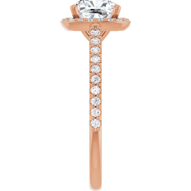 Cushion Rose Gold Halo Lab Diamond Engagement Ring 