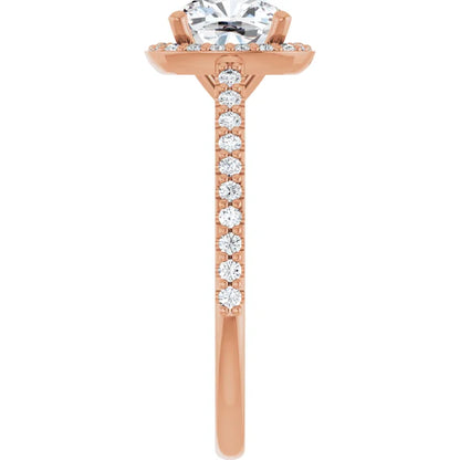 Cushion Rose Gold Halo Lab Diamond Engagement Ring 