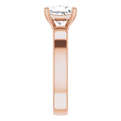 Princess Rose Gold Wide Band Solitaire Engagement Ring