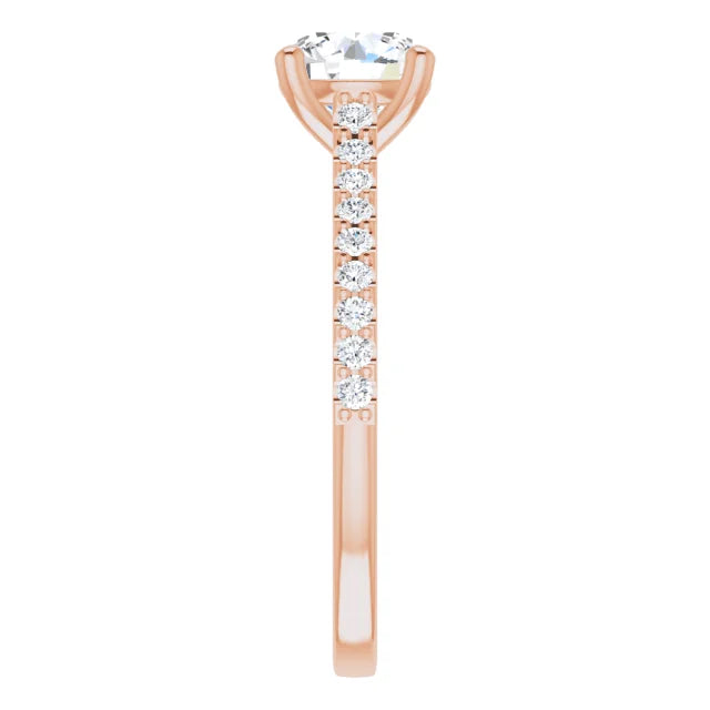 Round Brilliant Rose Gold Pave Style Lab Diamond Engagement Ring 
