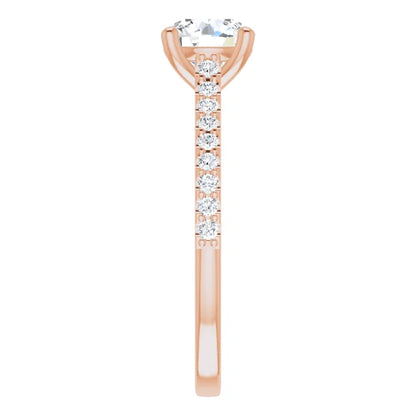 Round Brilliant Rose Gold Pave Style Lab Diamond Engagement Ring 