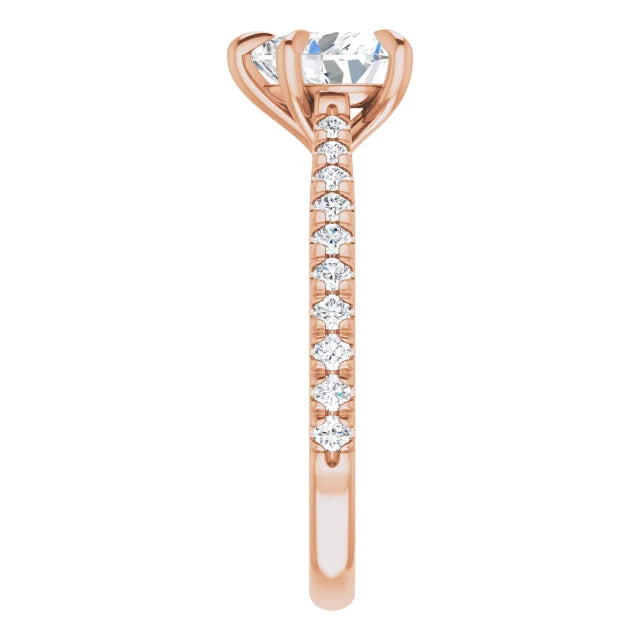 Heart Rose Gold Claw Set Style Engagement Ring
