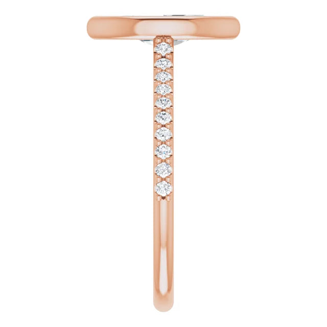 Marquise Rose Gold Bezel Pave Lab Diamond Engagement Ring 