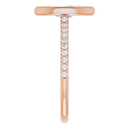 Marquise Rose Gold Bezel Pave Lab Diamond Engagement Ring 