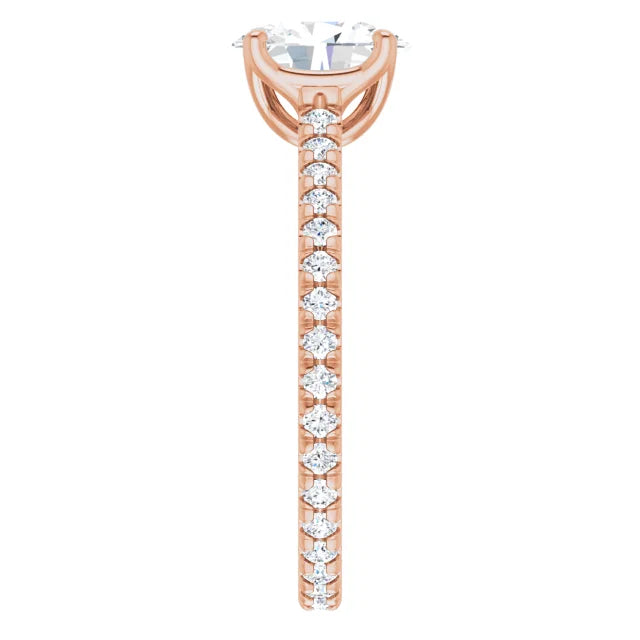 Oval Rose Gold Claw Set Eternity Style Engagement Ring