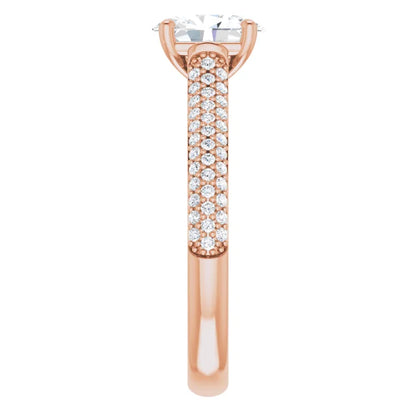 Oval Rose Gold Pave Lab Diamond Engagement Ring 
