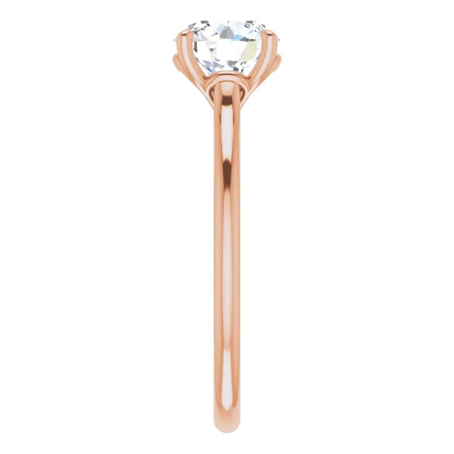 Round Brilliant Rose Gold Four Claw Solitaire Lab Diamond Engagement Ring 