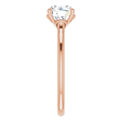 Round Brilliant Rose Gold Four Claw Solitaire Lab Diamond Engagement Ring 