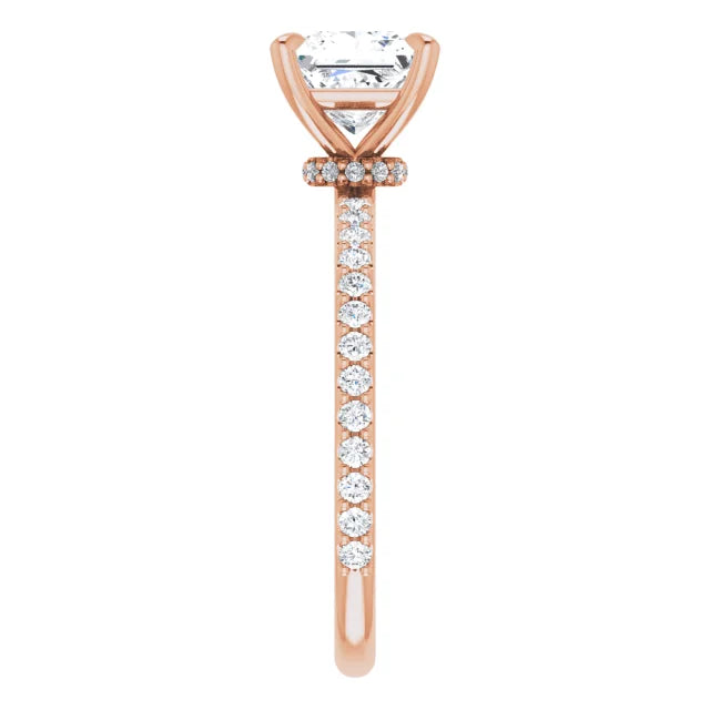 Princess Rose Gold Claw Set Style Engagement Ring 