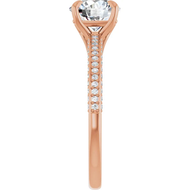 Round Brilliant Rose Gold Pave Lab Diamond Engagement Ring 