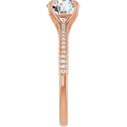Round Brilliant Rose Gold Pave Lab Diamond Engagement Ring 