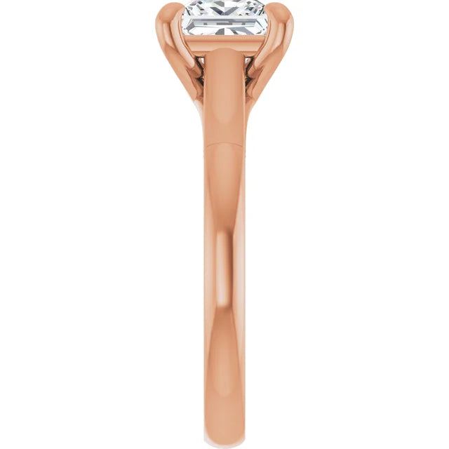 Four Claw Princess Rose Gold Solitaire Lab Diamond Engagement Ring
