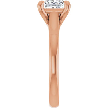 Four Claw Princess Rose Gold Solitaire Lab Diamond Engagement Ring