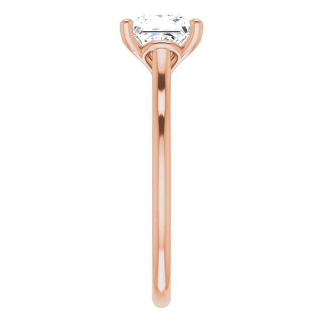 Princess Rose Gold Four Claw Solitaire Lab Diamond Engagement Ring 