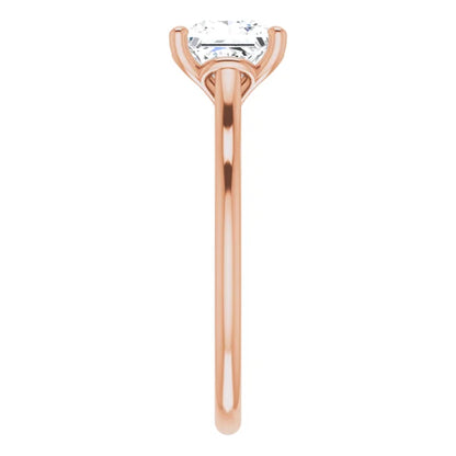 Princess Rose Gold Four Claw Solitaire Lab Diamond Engagement Ring 