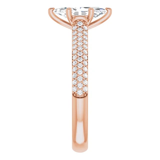 Marquise Rose Gold Pave Lab Diamond Engagement Ring 