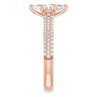 Marquise Rose Gold Pave Lab Diamond Engagement Ring 