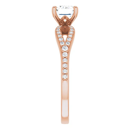 Emerald Rose Gold East West Style Engagement Ring