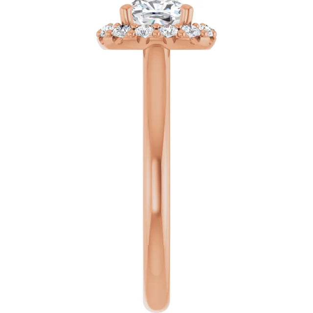 Cushion Halo Solitaire Rose Gold Lab Diamond Engagement Ring 