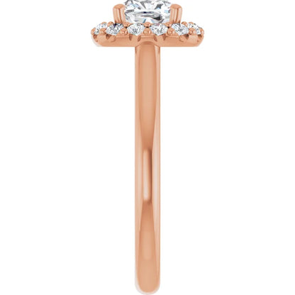 Cushion Halo Solitaire Rose Gold Lab Diamond Engagement Ring 
