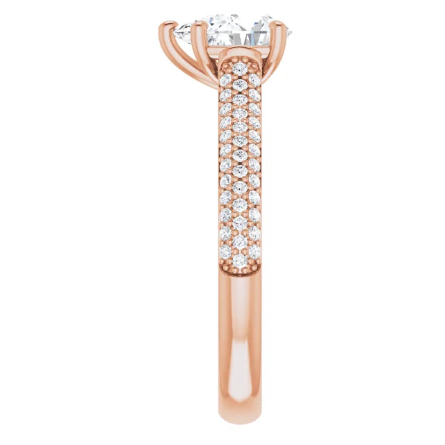 Pear Rose Gold Pave Lab Diamond Engagement Ring 