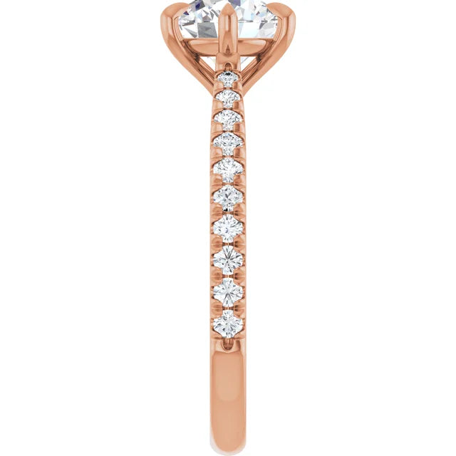 Round Brilliant Rose Gold Claw Set Style Engagement Ring