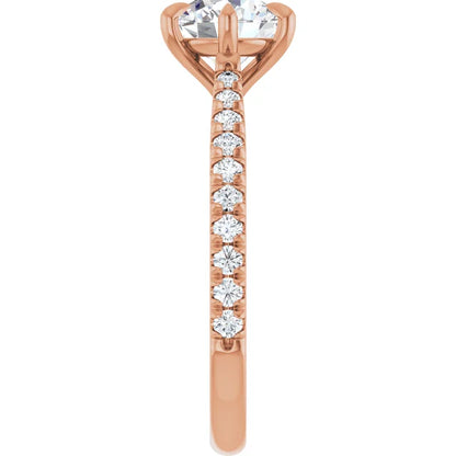 Round Brilliant Rose Gold Claw Set Style Engagement Ring