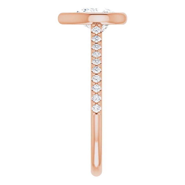 Pear Rose Gold Bezel Pave Lab Diamond Engagement Ring 