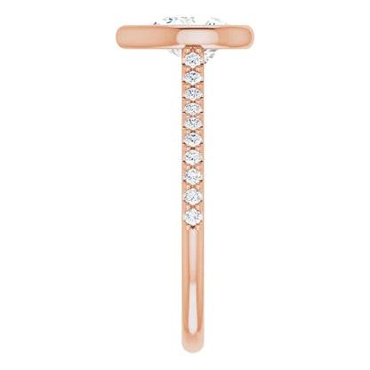 Pear Rose Gold Bezel Pave Lab Diamond Engagement Ring 