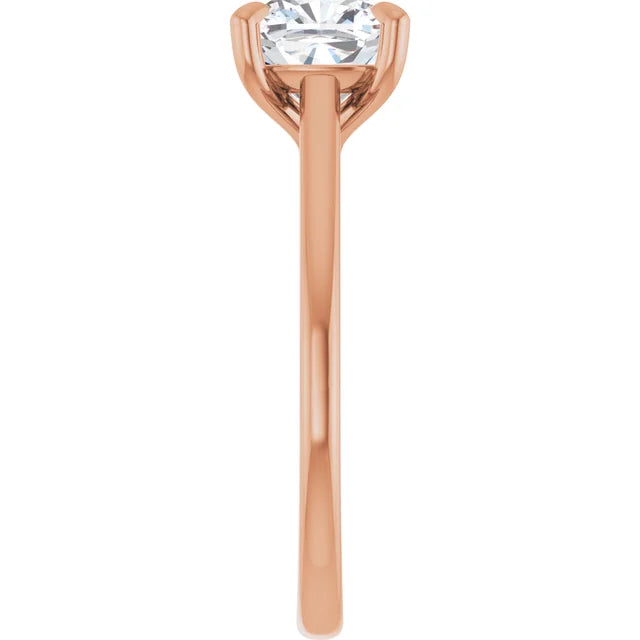 Cushion Rose Gold Four Claw Solitaire Lab Diamond Engagement Ring 